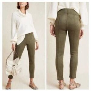 Anthropologie Faux Suede Olive Green Pull On Leggings Women's Pants Sz 28